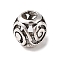 Tibetan Style Hollow Out Alloy European Beads, Large Hole Beads, Cadmium Free & Lead Free, Round with Vortex Pattern, Antique Silver, 9.5x10x9.5mm, Hole: 4.5mm