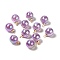 UV Plating Acrylic Pendants, with Light Gold Tone Brass Findings, Round Charm, Medium Purple, 13.5x9.5mm, Hole: 1.6mm