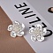 Flower Brass Stud Earring, with Plastic Pearl, for Women, White, 925 Sterling Silver Plated, 24x24mm