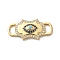 Brass Cubic Zirconia Buckles, for Watch Making, with Synthetic Turquoise, Eye, Black, 12.5x15.5x4mm, Hole: 5x3mm