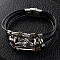 Leaehet Cords Multi-strand Bracelets, Alloy Dragon Punk Bracelet, Black, 8-5/8 inch(22cm)