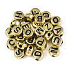 Plated Acrylic Horizontal Hole Letter Beads PACR-Q099-M03-G-2
