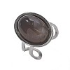 Oval Natural Grey Agate Finger Rings RJEW-M062-02P-12-2