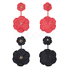 2 Pairs 2 Colors Alloy Double Flower Dangle Stud Earrings EJEW-AN0001-31-3