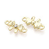 Alloy Crystal Rhinestone Bowknot Links Connector Charms PALLOY-T091-36G-2