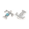 Synthetic Turquoise & Alloy Pendants PALLOY-H146-01AS-T-2