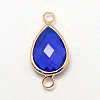 Golden Tone Brass Glass Teardrop Links connectors GLAA-J010A-HF08-G-2