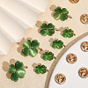12Pcs 3 Size Green Resin Clover Lapel Pin Brooch JEWB-CA0001-39-4