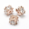 Brass Micro Pave Grade AAA Cubic Zirconia Beads KK-P126-02RG-NR-1