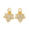 Brass Micro Pave Clear Cubic Zirconia Charms KK-F941-37A-G-1