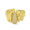 Brass with Cubic Zirconia Rings RJEW-B057-01G-02-2