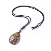 Adjustable Natural Indian Blood Stone Pendant Necklaces NJEW-A125-D02-1