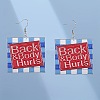 Square with Word Back & Body Hurts Acrylic Dangle Earrings FS-WGDBEE3-01-1