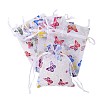 Rectangle Printed Organza Drawstring Bags CON-PW0001-057A-1