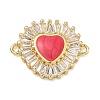 Brass Pave Clear Cubic Zirconia Connector Charms KK-A293-12G-02-1