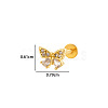 Butterfly 316L Surgical Stainless Steel Clear Cubic Zirconia 17 Gauge Internally Threaded Labrets WGBD99E-01-1
