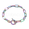 Unisex PVD Vacuum Plating 304 Stainless Steel Paperclip Chain Bracelets BJEW-H541-03A-MC-1