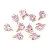 Brass Pave Cubic Zirconia Connector Charms KK-F892-53G-10-1