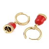 Bell Brass & Enamel Hoop Earrings for Women EJEW-U015-25G-G-2