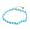 Glass Seed Beaded Flower Necklace with Alloy Enamel Bee Charm NJEW-JN03817-01-1