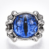 Adjustable Alloy Glass Finger Rings RJEW-T006-02B-2