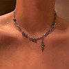 Hip-Hop Style 201 Stainless Steel Spiked Cone Tassel Ball Link Chain Necklaces for Sweater Match FS-WG323D8-01-3