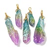 Electroplated Raw Rough Natural Quartz Crystal Big Pendants G-A229-02G-01-1