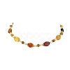 Gradient Color Natural Amber Rhombus & Round Glass & Natural Pearl Beaded Necklaces with 304 Stainless Steel End Chains NJEW-JN06047-3