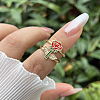 Brass Micro Pave Cubic Zirconia Cuff Open Rings for Women WG96D0D-02-1