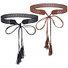 2Pcs 2 Colors Bohemian Imitation Leather Tassel Wrap Chain Belts AJEW-CL0003-47B-1
