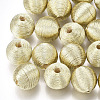 Wood Beads Covered with Polyester Cord Wire WOVE-S117-16mm-04-2