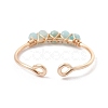 Copper Wire Wrapped Natural Amazonite Open Ring RJEW-JR00630-01-4