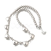 Brass Heart Bib Round Beaded Necklaces for Women NJEW-D314-09G-4
