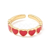 Heart Enamel Cuff Ring RJEW-C021-02G-2