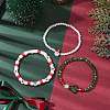 3Pcs 3 Styles Polymer Clay & Glass Beaded Stretch Bracelet Sets BJEW-JB10676-5