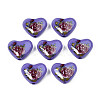 Flower Printed Opaque Acrylic Heart Beads SACR-S305-28-M03-1