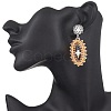 Cross Oval Glass Seed Bead Woven Stud Earrings EJEW-MZ00595-02-3