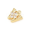 Brass Micro Pave Clear Cubic Zirconia Charms KK-Z151-18G-W-2