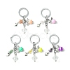 Gemstone Chip & Alloy Heart Pendant Keychain with Angel Acrylic Charm KEYC-JKC00541-1