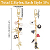 2Pcs 2 Styles Alloy Enamel Pendant Decorations HJEW-BM0001-46C-2
