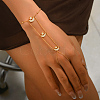 Star Moon Brass Micro Pave Clear Cubic Zirconia Hand Chain Ring Bracelets for Women KH7089-4