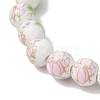 Handmade Flower Printed Porcelain Ceramic Round Beads Stretch Bracelets for Women BJEW-JB12091-02-3