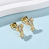 Brass Micro Pave Clear Cubic Zirconia Earrings EJEW-D328-03G-04-2