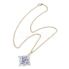 Handmade Flower Printed Porcelain Ceramic Beaded Star Pendant 304 Stainless Steel Chain Necklaces NJEW-MZ00143-4