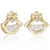 6Pcs Brass Micro Pave Clear Cubic Zirconia Pendants KK-BBC0020-48-6