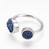 Natural Druzy Agate Cuff Rings RJEW-K017-01P-1