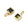 Square Brass Micro Pave Cubic Zirconia Charms KK-C134-06G-3