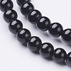 Natural Dyed & Heated Black Onyx Round Beads Strands X-GSR4mmC097-2