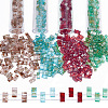 400Pcs 4 Colors 2-Hole Transparent Glass Seed Beads SEED-CN0001-21-1