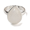 Natural Quartz Crystal Teardrop Adjustable Rings RJEW-K371-08S-17-3